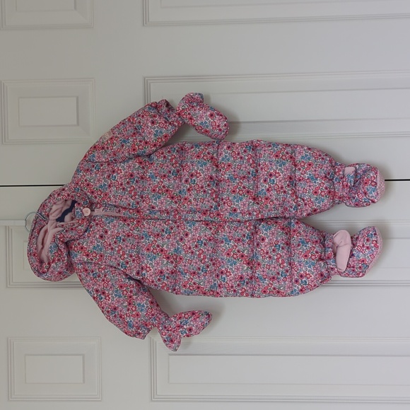 GAP Floral Puffer Down One-Piece Snowsuit - Picture 1 of 10